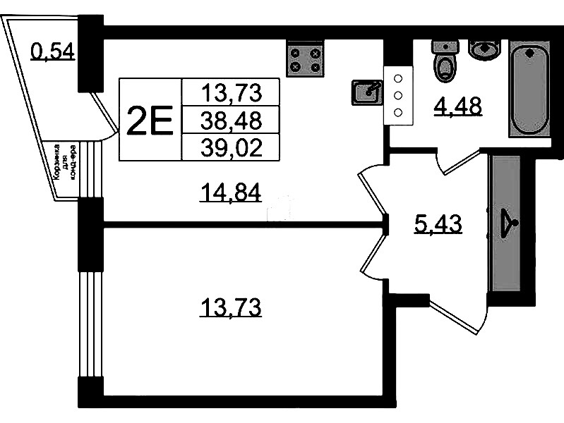 1-комнатная квартира 39.02 м², 8/11 эт., ЖК «VEREN NORT Сертолово»